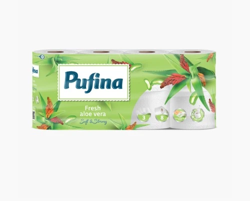 Hartie igienică Pufina Fresh Aloe Vera 3 straturi 8 role